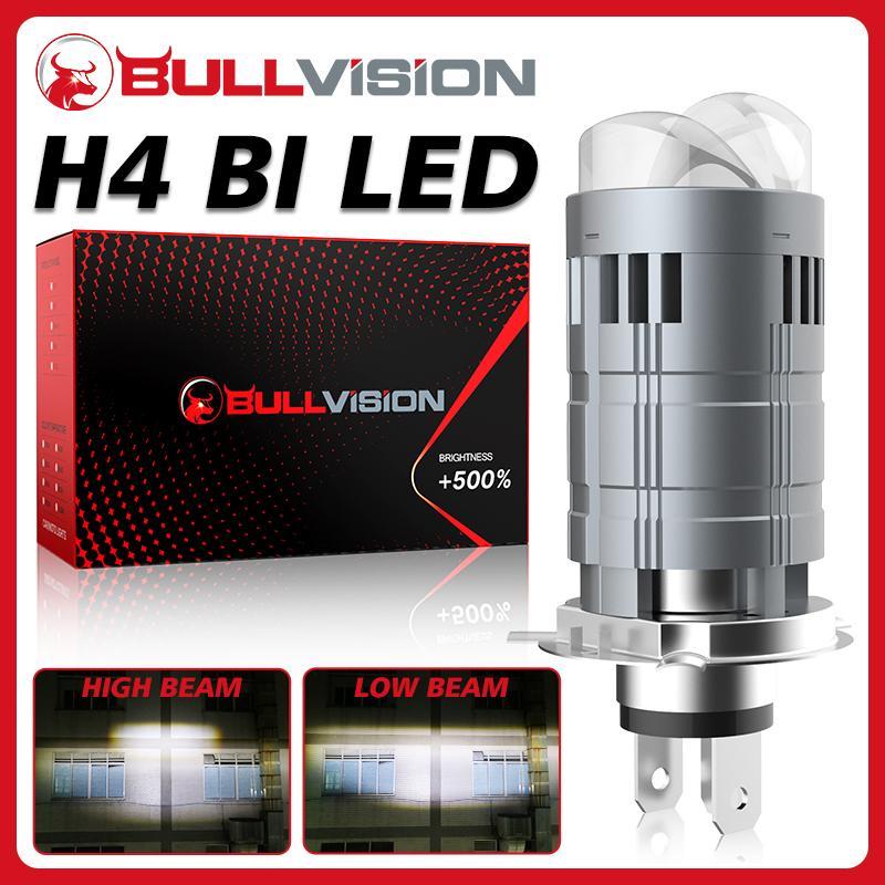 BULLVISION H4 Bi Projector Lens LED lamp Motorcycle Headlight Bulbs ...
