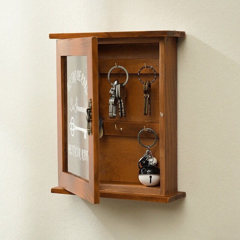 Wooden Key Storage Wall Cabinet Key Box Wall-Mounted | Shopee Philippines
