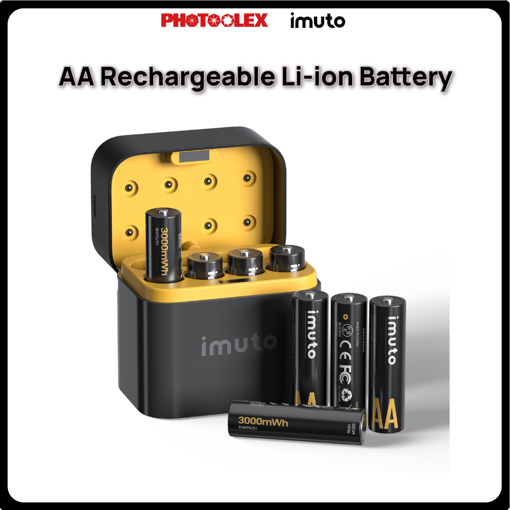 PHOTOOLEX&imuto 1.5V AA Rechargeable Li-ion Battery 3000mWh 8AA High ...