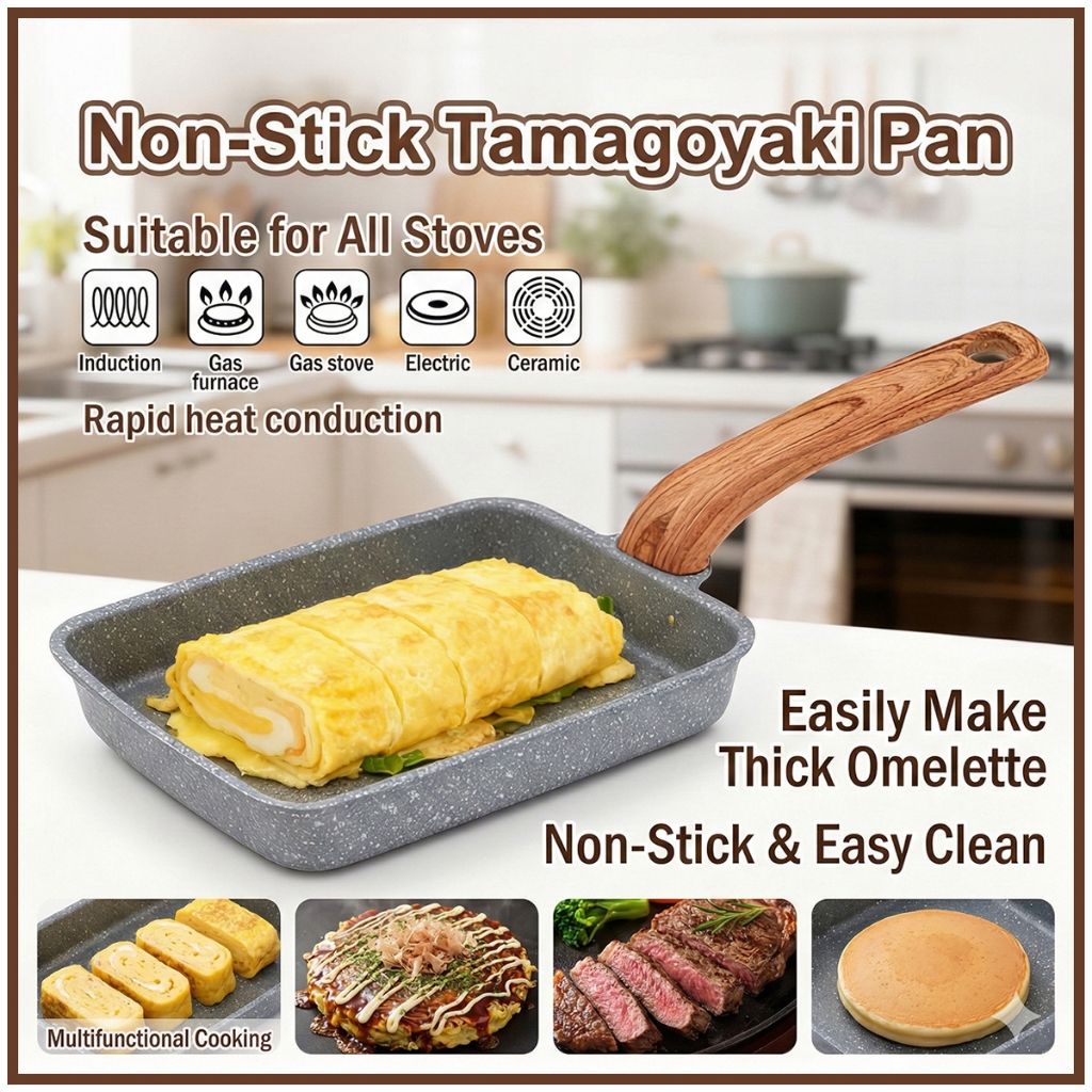 Non-Stick Tamagoyaki Pan Japanese Omelette Egg Pan Rectangular Fry Pan ...