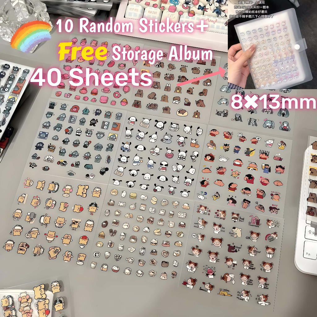 300Pcs Sticker Book Cute Kitten Stickers Cartoon Decorative Stickers ...