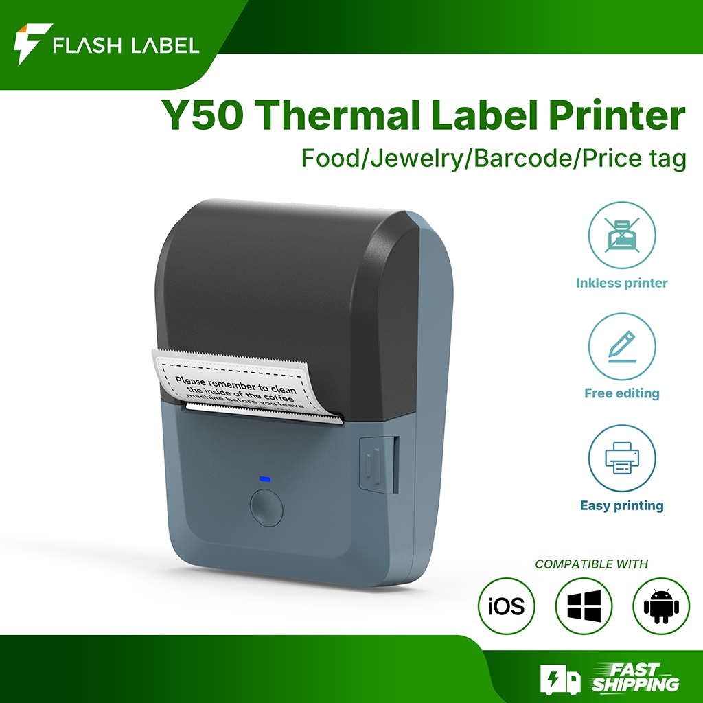 Y50P Label Printer, Portable Handheld Thermal Printer, Mini Barcode QR ...