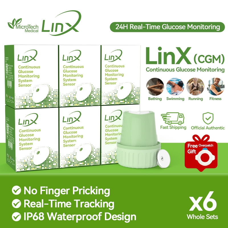 6PCS Microtech LinX CGM Continuous Glucose Monitor 24h Real-time Blood ...