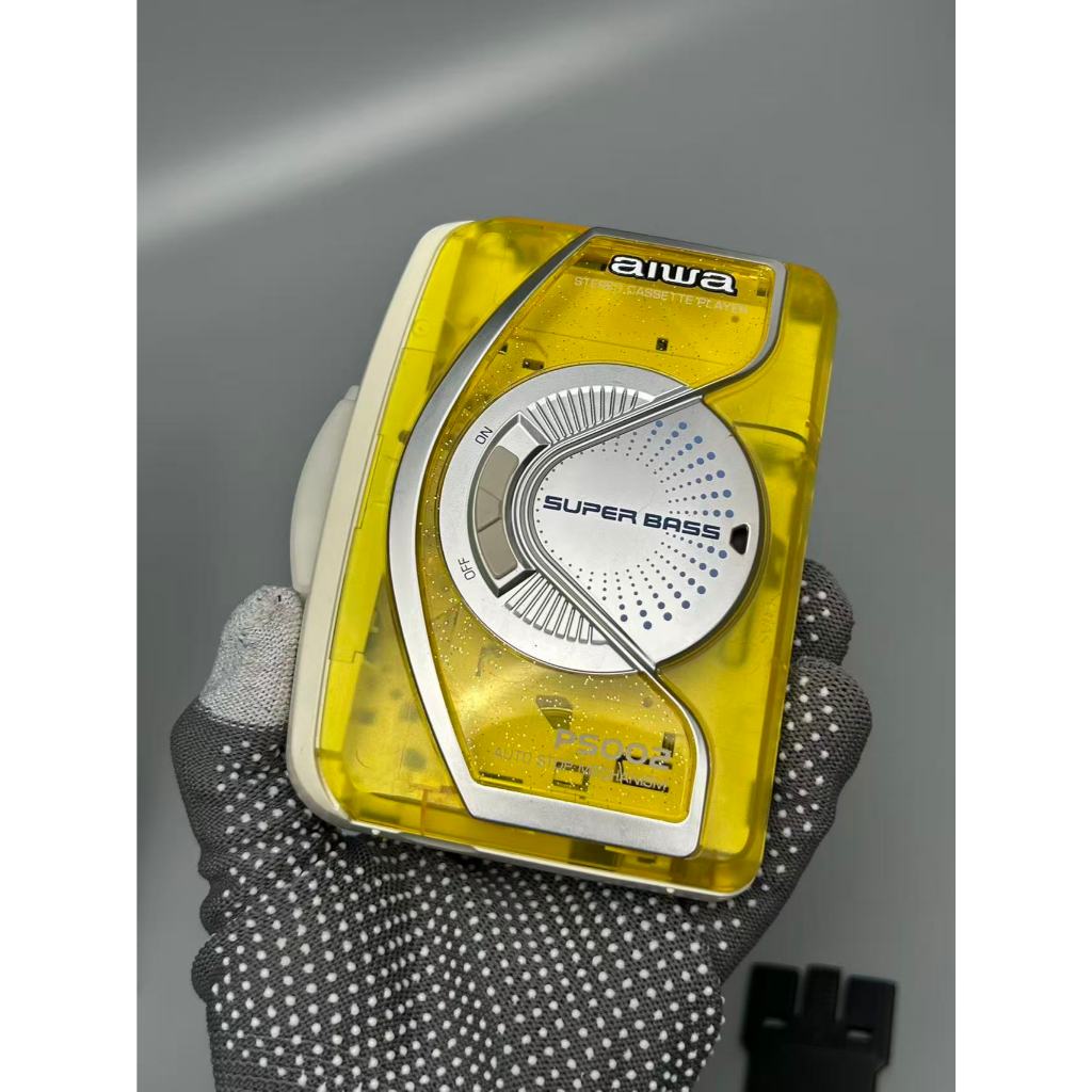 Aiwa PS002 Cassette Player, Amber Transparent Design, 2-Stage Bass ...