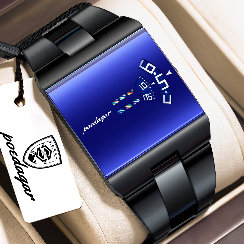 POEDAGAR Top Original Men Watch Rectangle Waterproof Fashion Man ...