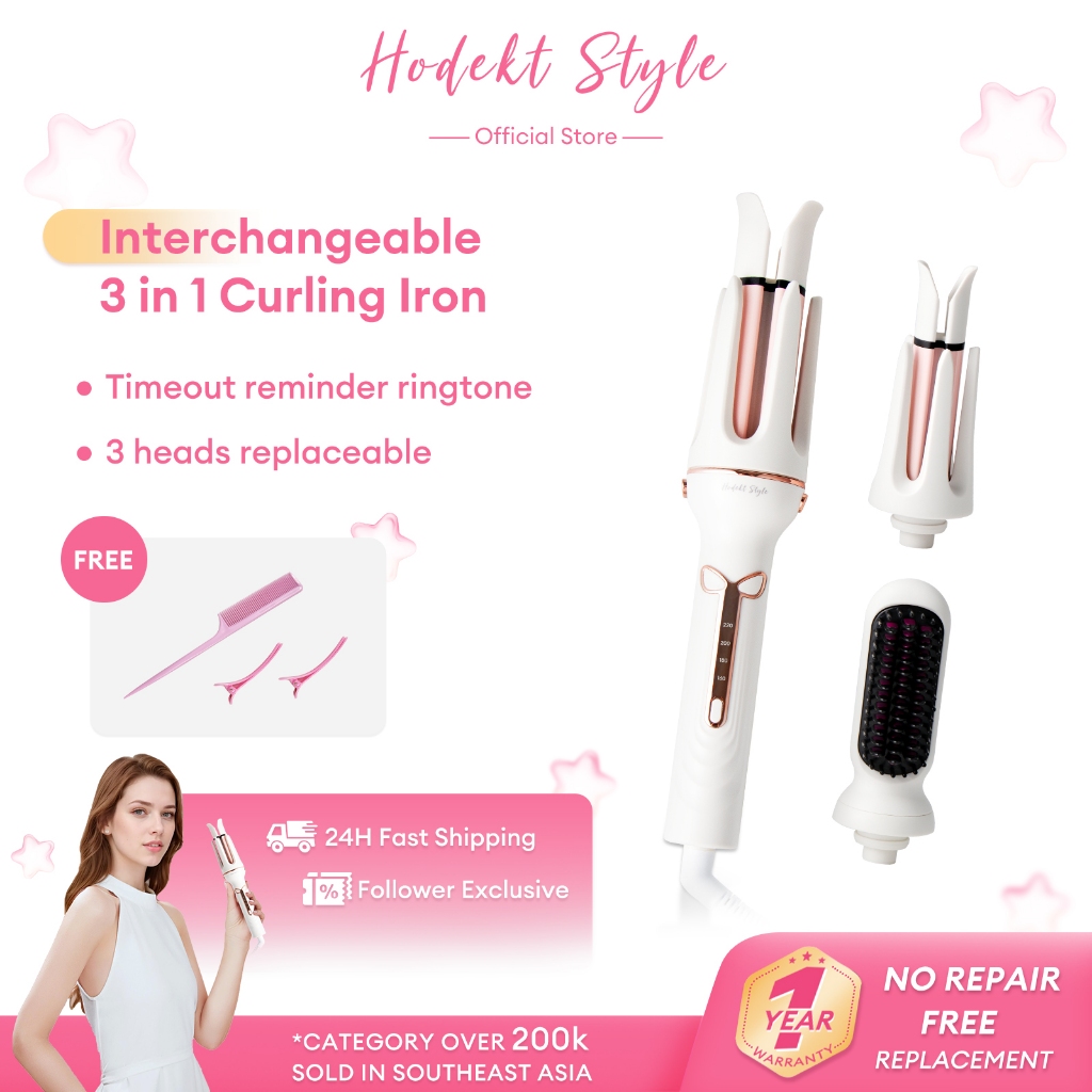 HODEKT 3 In 1 Hair Curler Hair Straightening Comb Ceramic Automatic ...