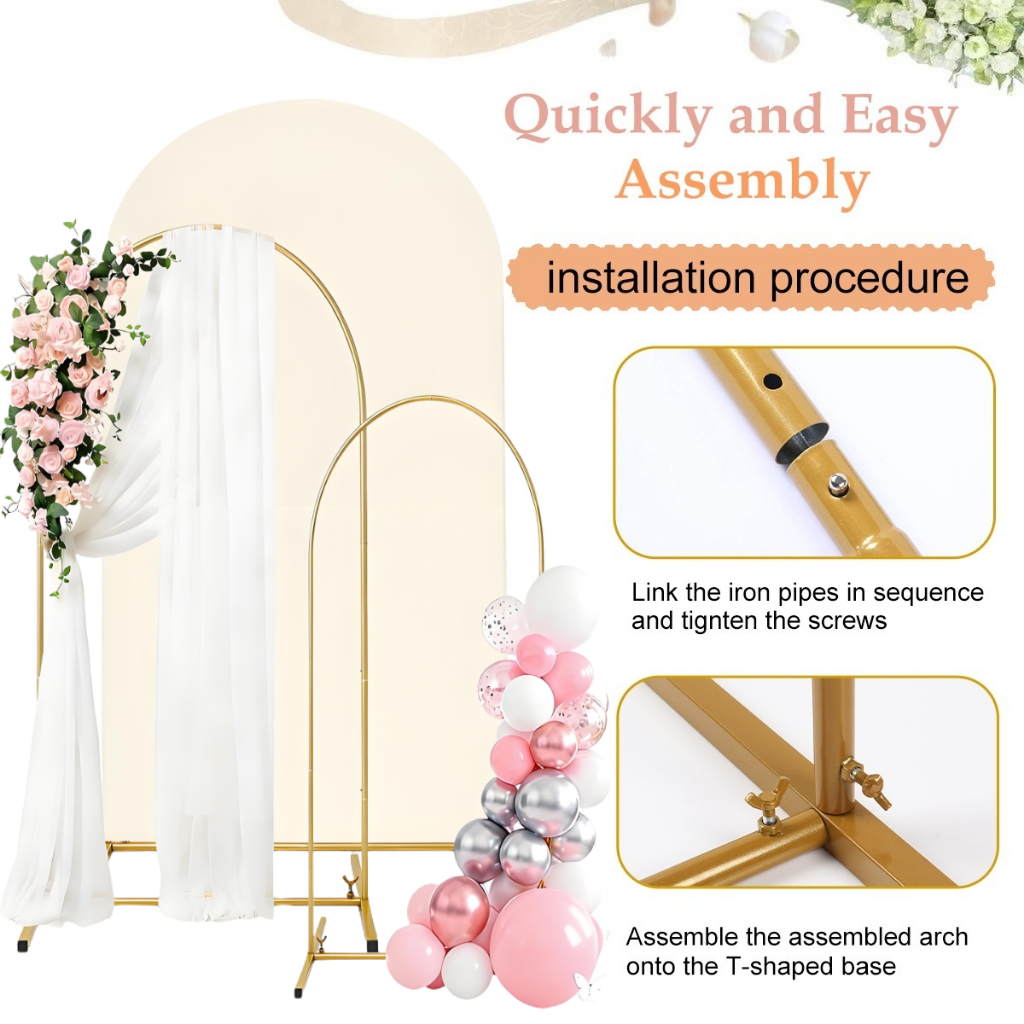 【Easy Assembly】Metal Arch Backdrop Stand Wedding Backdrop Decorations ...