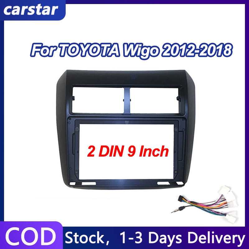 2 Din Car Radio Fascia For Toyota Wigo 2012-2018 9 Inch Stereo Panel ...