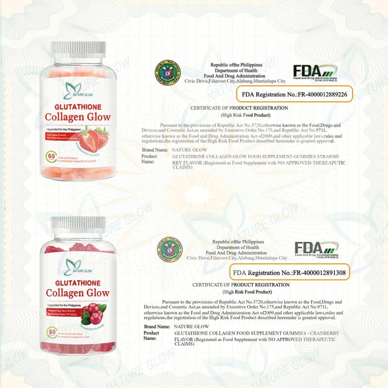 Nature Glow Glutathione Collagen Glow Glutathione Gummies Anti-Aging Whitening Skin Collagen Gummies