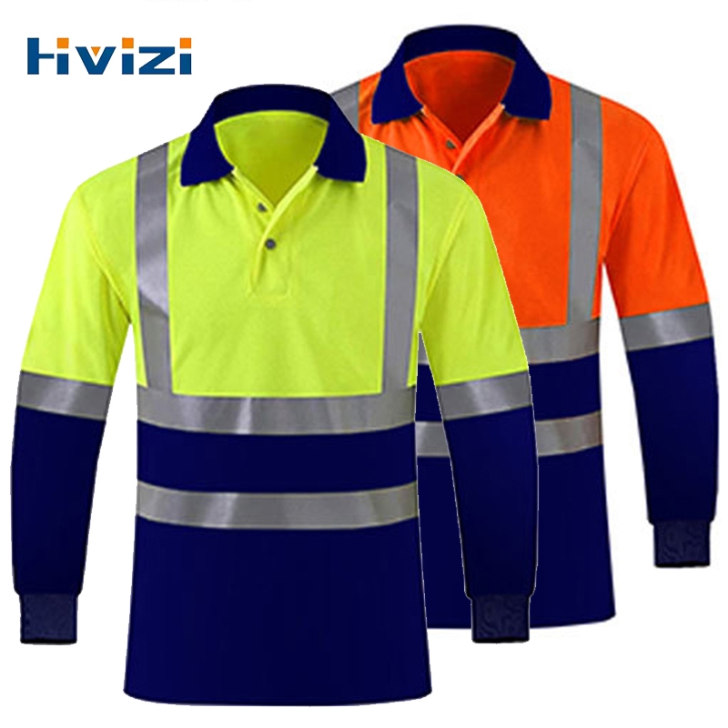 High Visibility Safety Shirts Reflective Long Sleeve Safety Polo Shirt ...