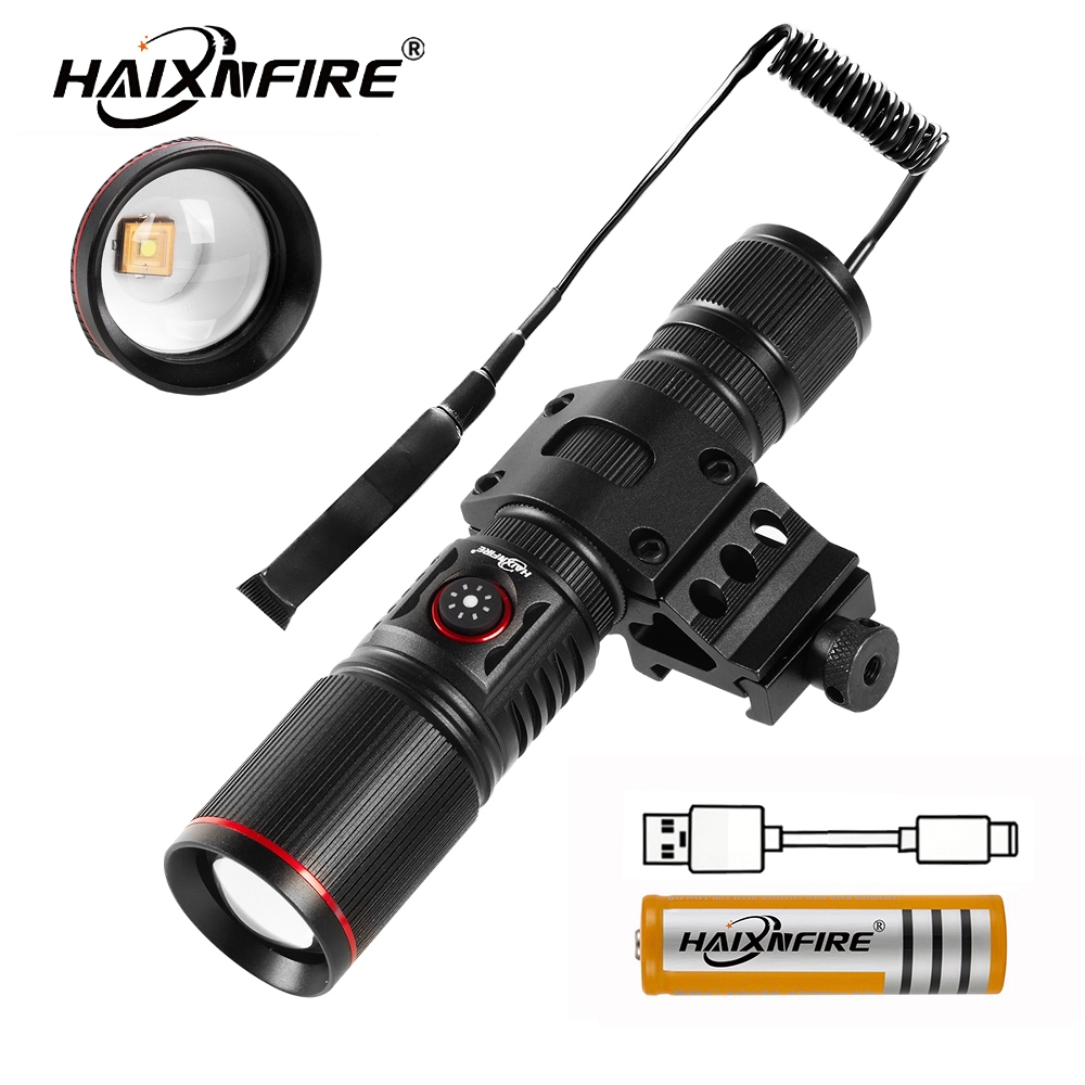 HaixnFire H50 Rechargeable Flashlight Fixed Bracket Telescopic Zoom LED ...
