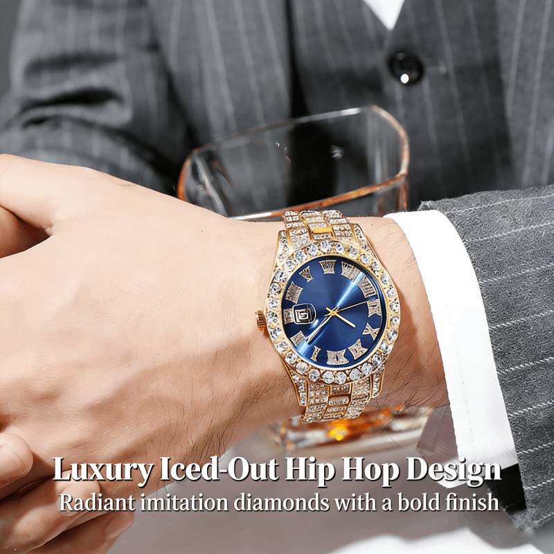 CdyBox Reloj Hip Hop para hombre con calendario de escala romana