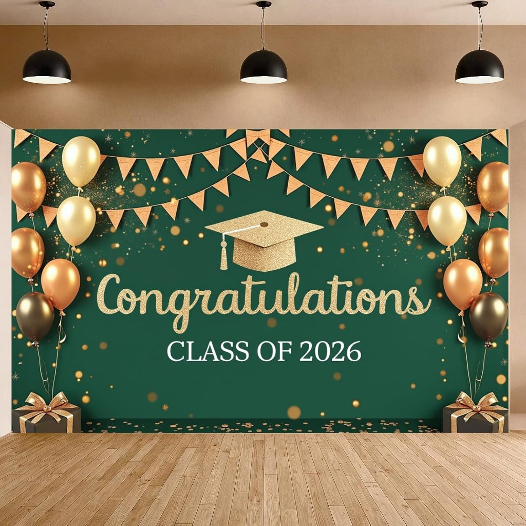 Green Theme Congrats Grad Party Banner Photography Background ...