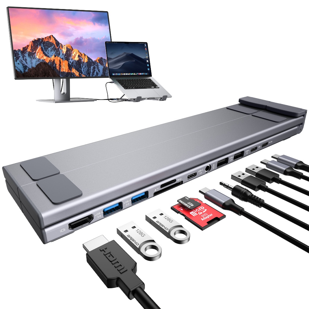 USB C Laptop Docking Station Stand with 4K HDMI, Adjustable Laptop ...