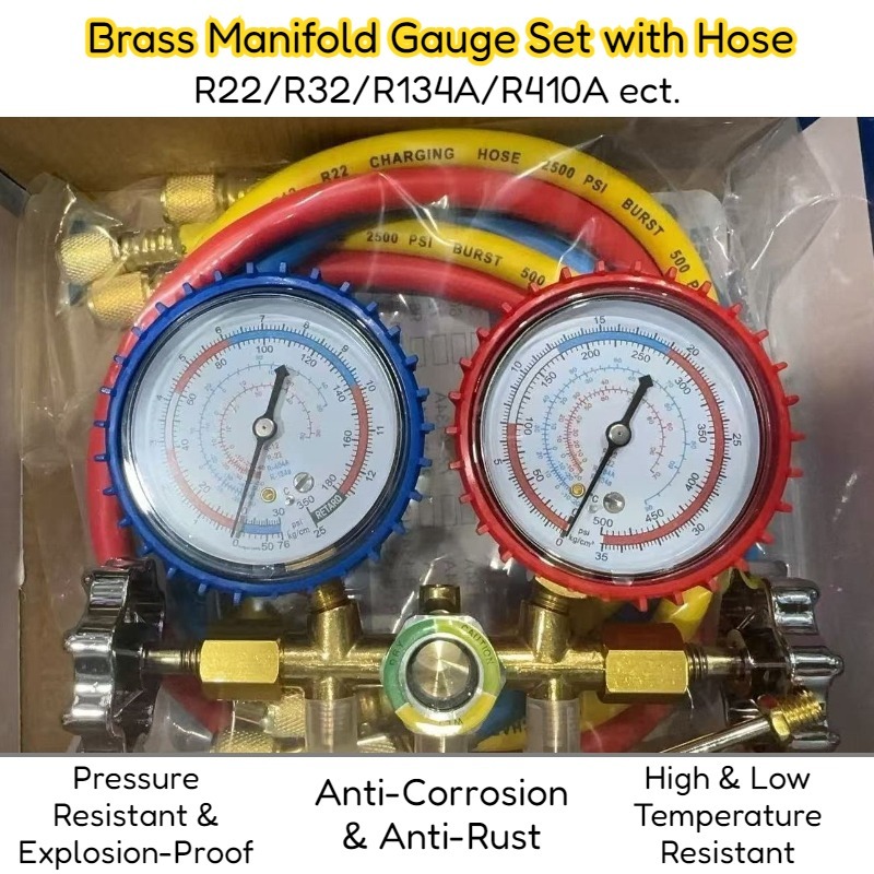AC Manifold Gauge Set Brass R22/R32/R134A/R410A Pressure Resistant ...