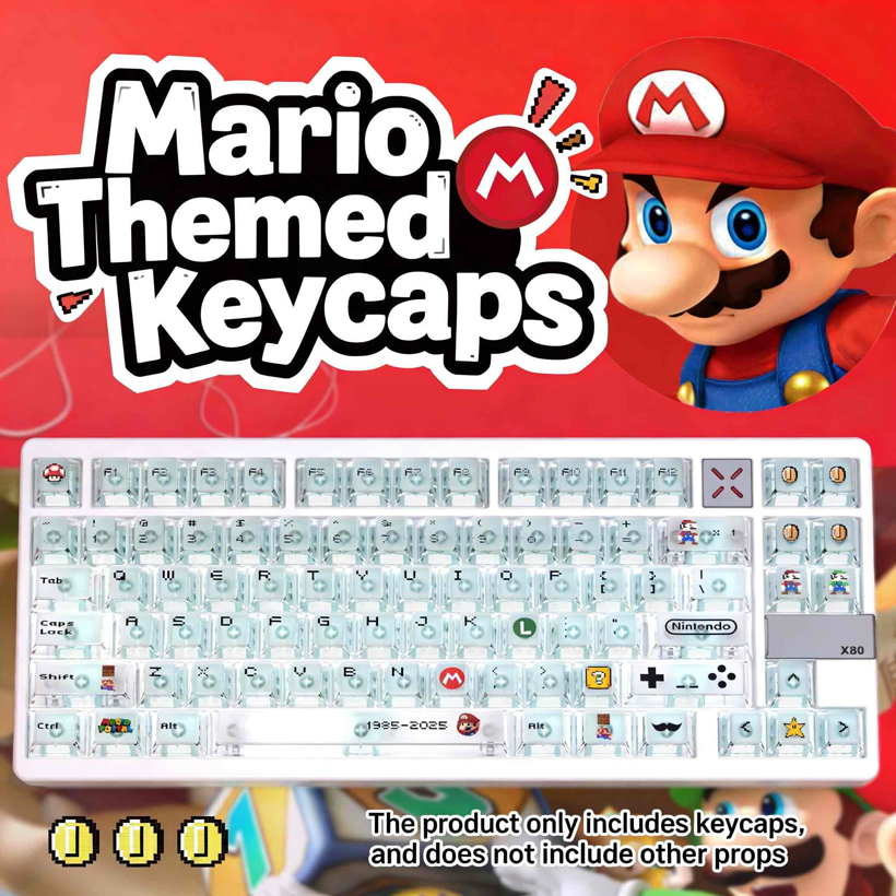 2026 Classic Super Mario PC Transparent Original Profile Keycap Set ...