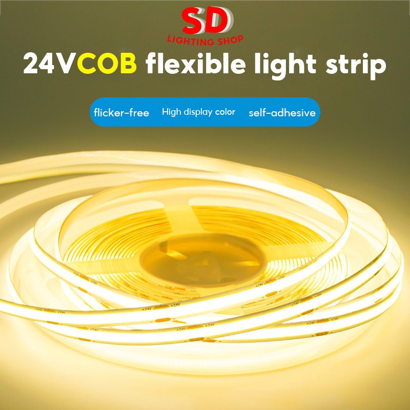 LED Strip Light COB 5M/10M flexible light strip Cutable lighting 12V ...