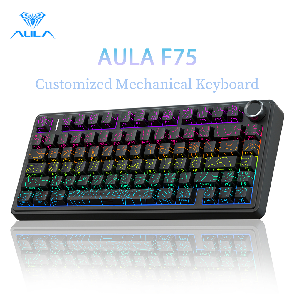 AULA F75/F87/F99 Mechanical Keyboard Side Engraved Keycaps Tri-mode Hot ...