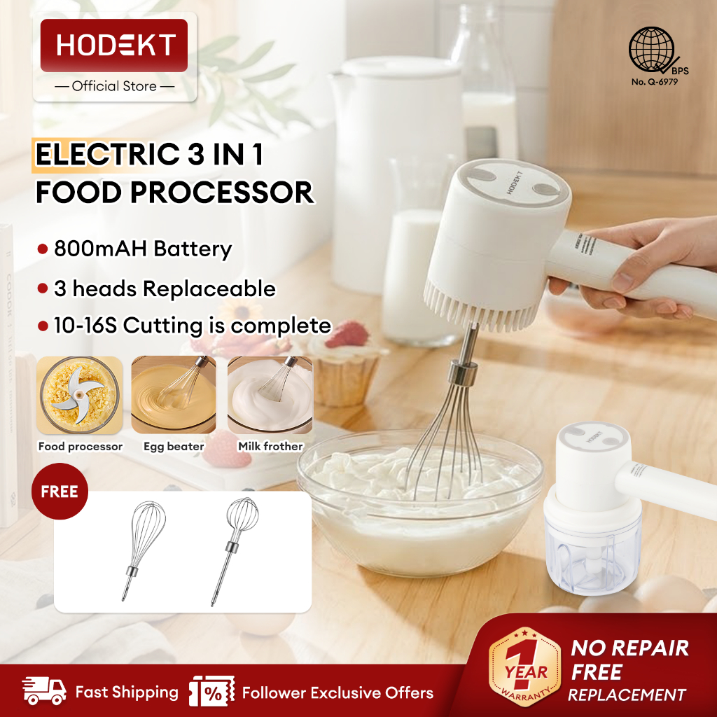 [Kitchen Helper] HODEKT 3 in 1 Wireless Electric Food Processor Garlic ...