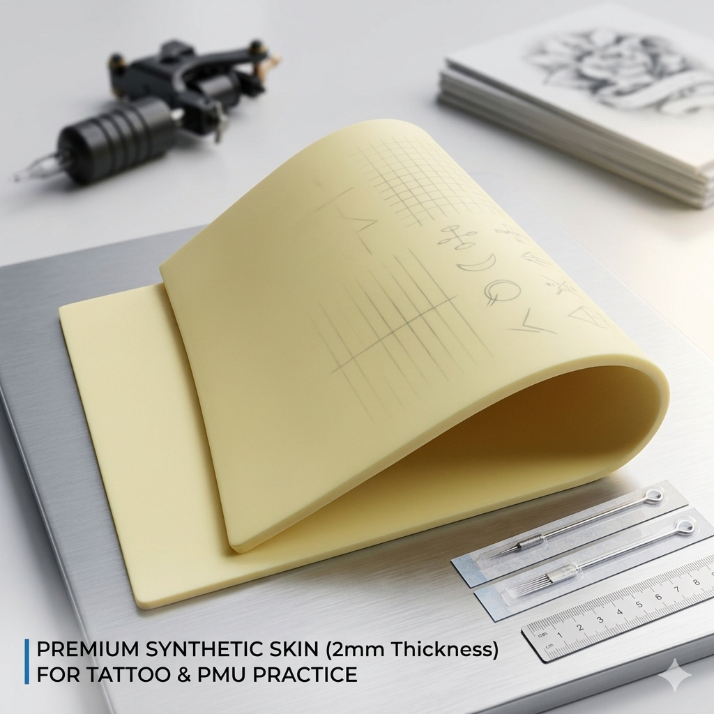 Premium A4 Silicone Tattoo Practice Skin 3mm/1mm, Double Sided Reusable ...