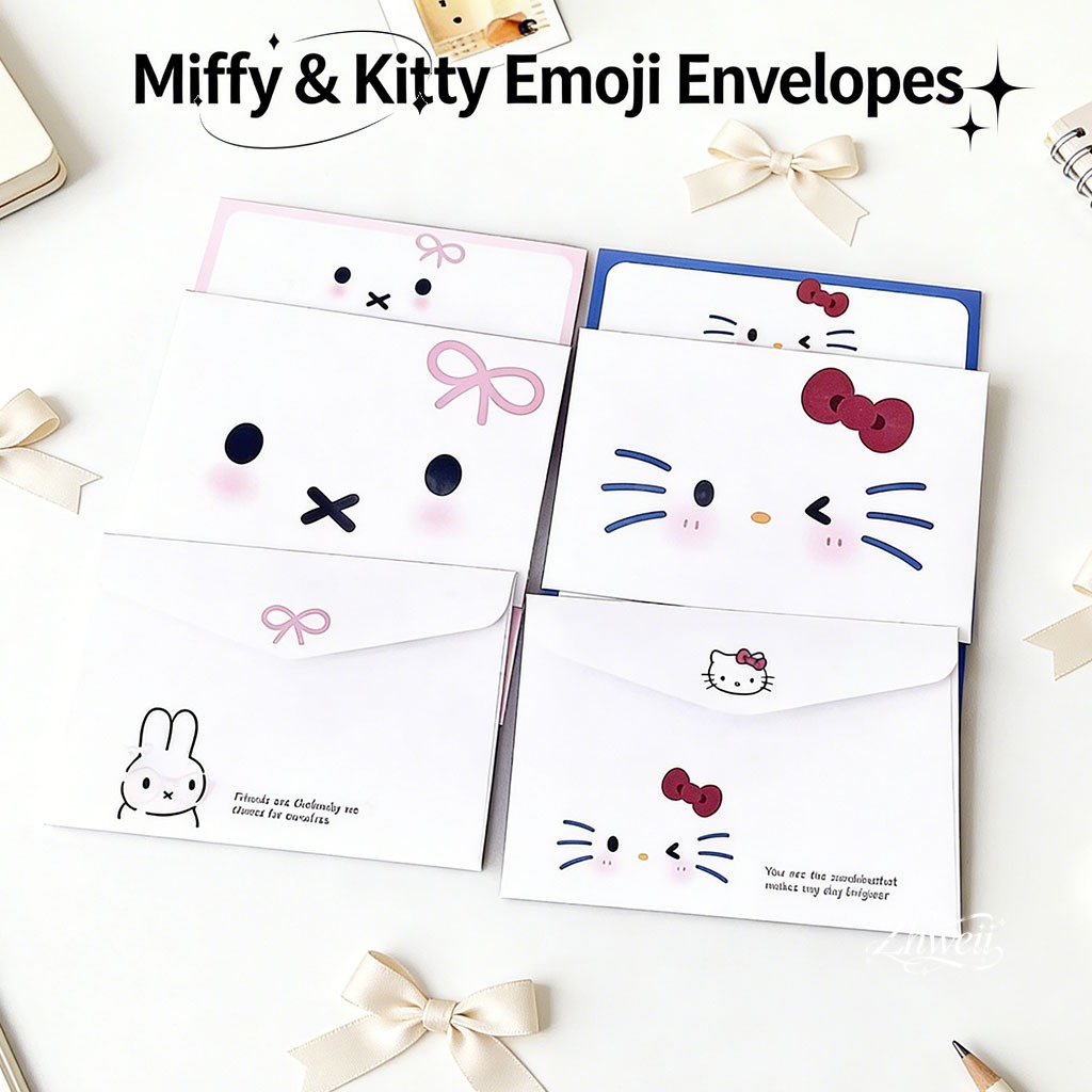 Simple Cute Miffy Rabbit Envelope Letter Paper Set Cartoon Handwritten ...