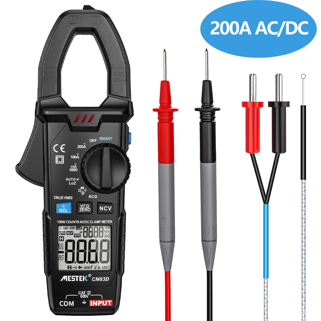 Digital Current Clamp Meter AC/DC 200A Current CM83D Smart Hook ...
