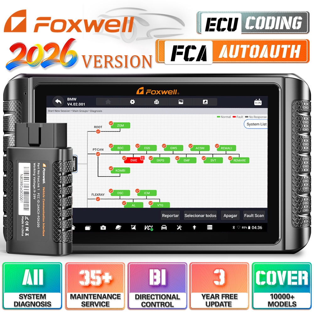 FOXWELL NT1009 12V Car Topology Bi-Directional OBD2 Scanner ECU Coding ...