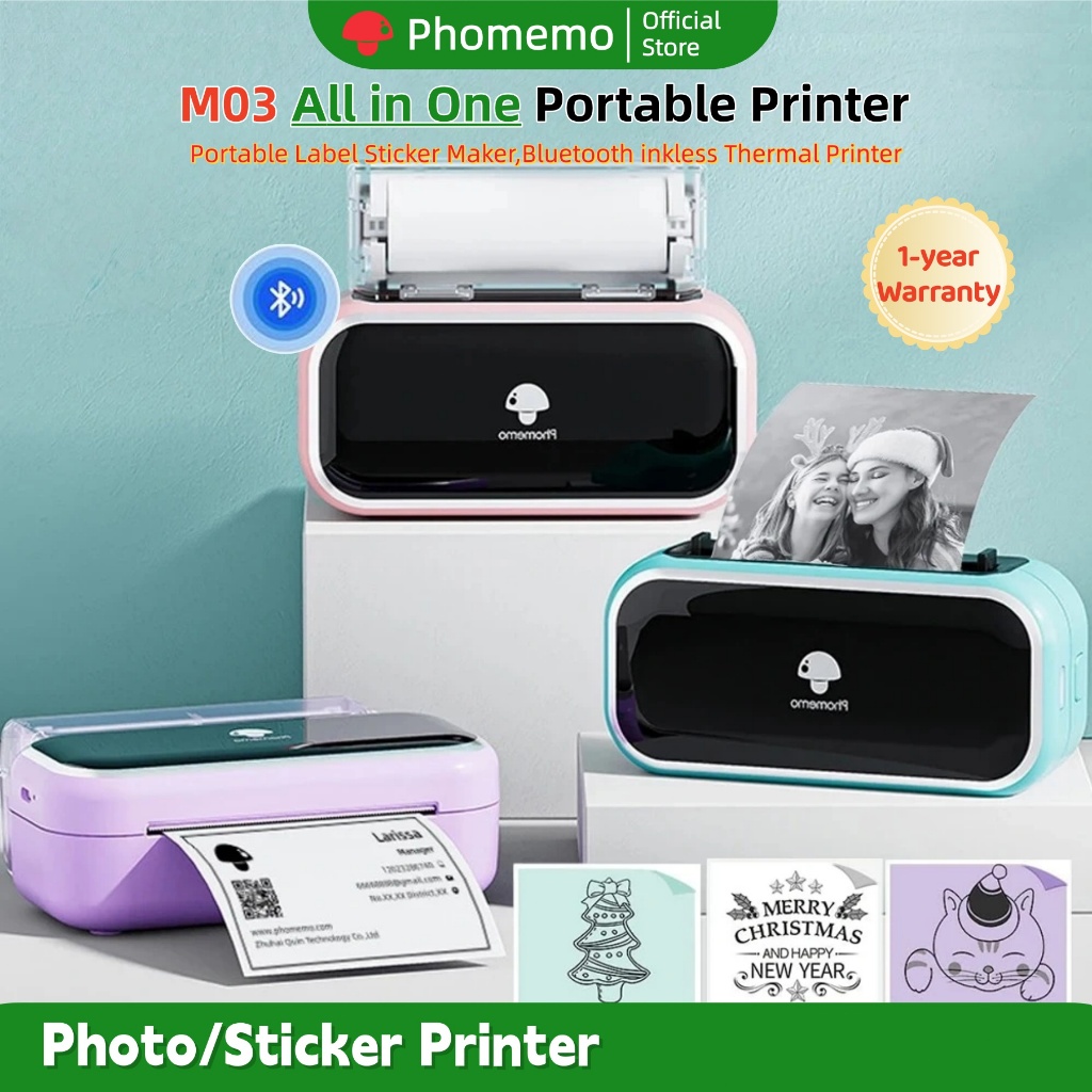 Phomemo M03 Portable Label Sticker Maker,Bluetooth inkless Thermal ...