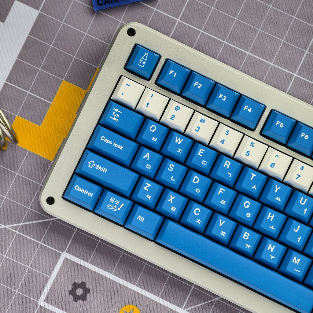 Soju Keycaps Minimalist Blue white PBT Cherry profile Korean root ...