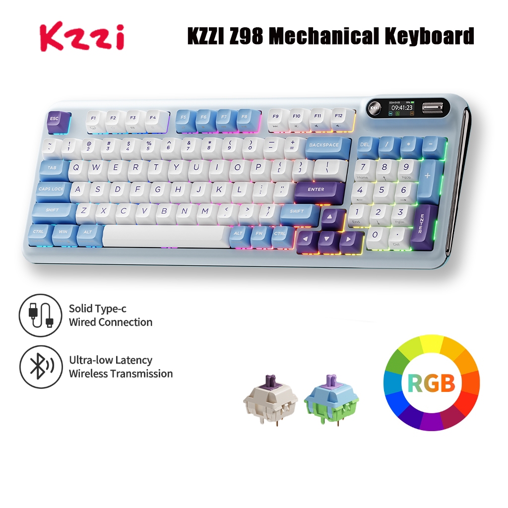 KZZI Z98 94 Keys Wireless Mechanical Keyboard with Smart Display & Knob ...