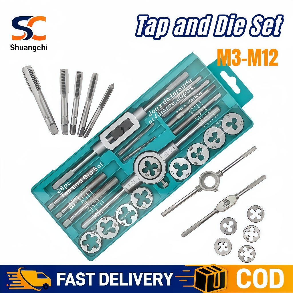 20/12/8/6PCS Adjustable Tap and Die Set Hand Tap Wrench threader Metric ...