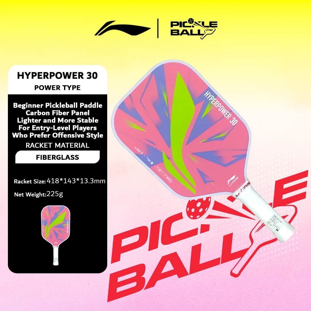 Li-Ning Beginner Pickleball Racket Fiberglass Lightweight Entry-Level ...