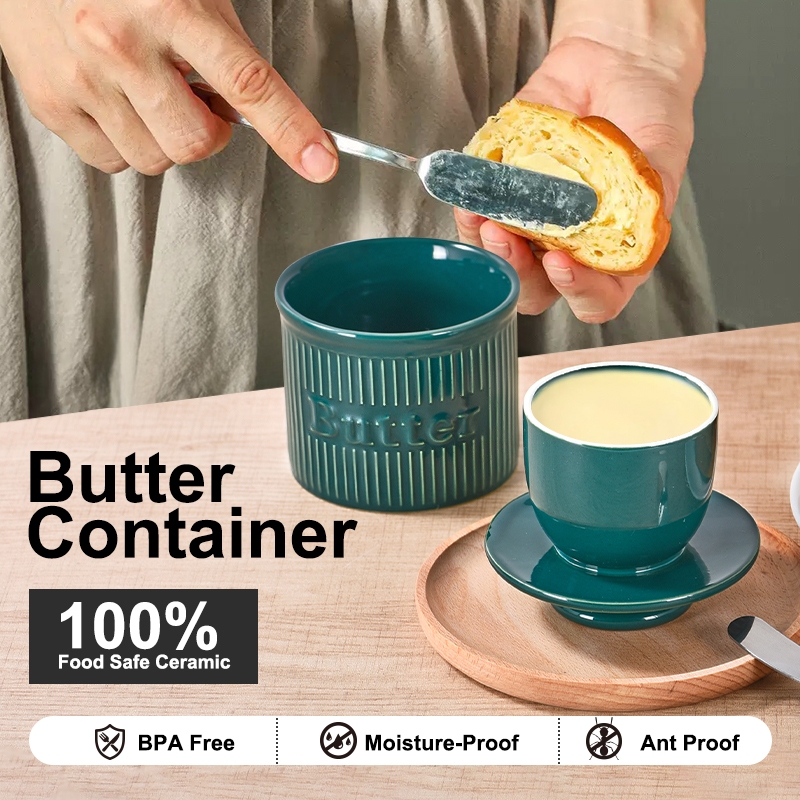 Mini Cute Ceramic Butter Box with Free Butter Knife | Space Saving ...