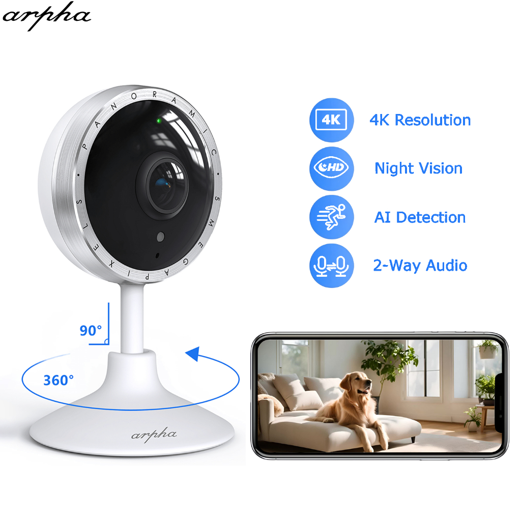 ARPHA 4K Indoor Security Camera with App, WiFi Home Camera Sound ...