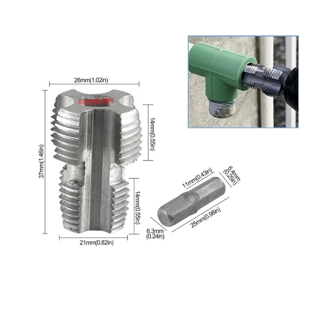 PVC Thread Maker Tool For Electric Drill – Pipe Threader Set With 3 Dies (1/2", 3/4", 1"), Reusable Plastic Pipe Tap Die Kit