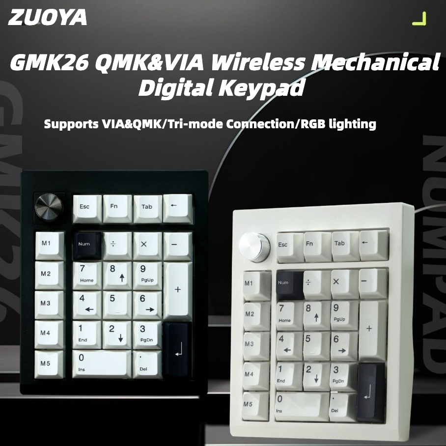 ZUOYA GMK26 Tri Mode Wireless Mechanical Digital Keypad Bluetooth 2.4G ...