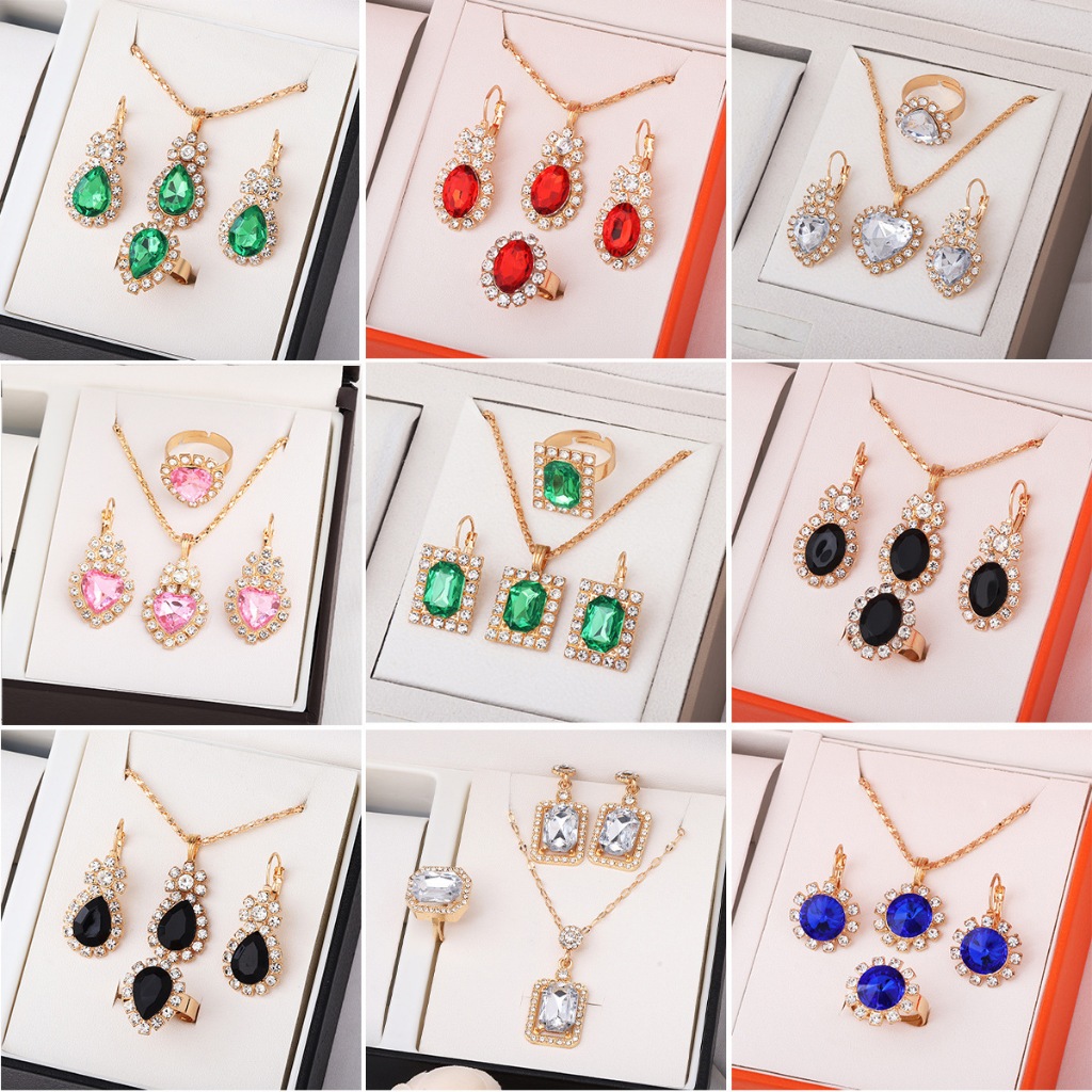 Exquisite Love Waterdrop Love Diamond Jewelry Sets Women Wedding Party ...