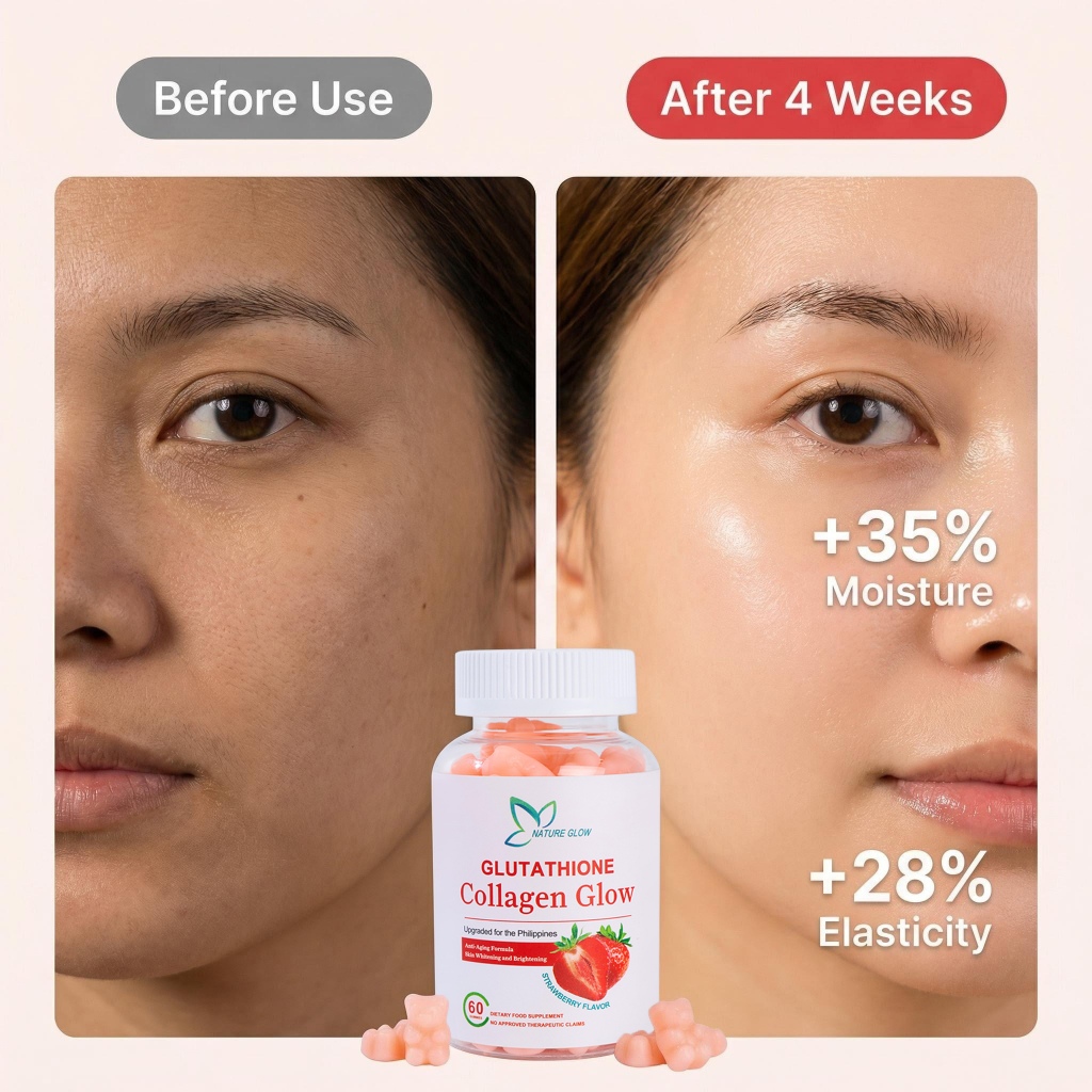 FDA Approved】Nature Glow Glutathione Collagen Gummies Beauty White Anti-aging Supports overall skin health Supports a youthful complexion skin care set for women