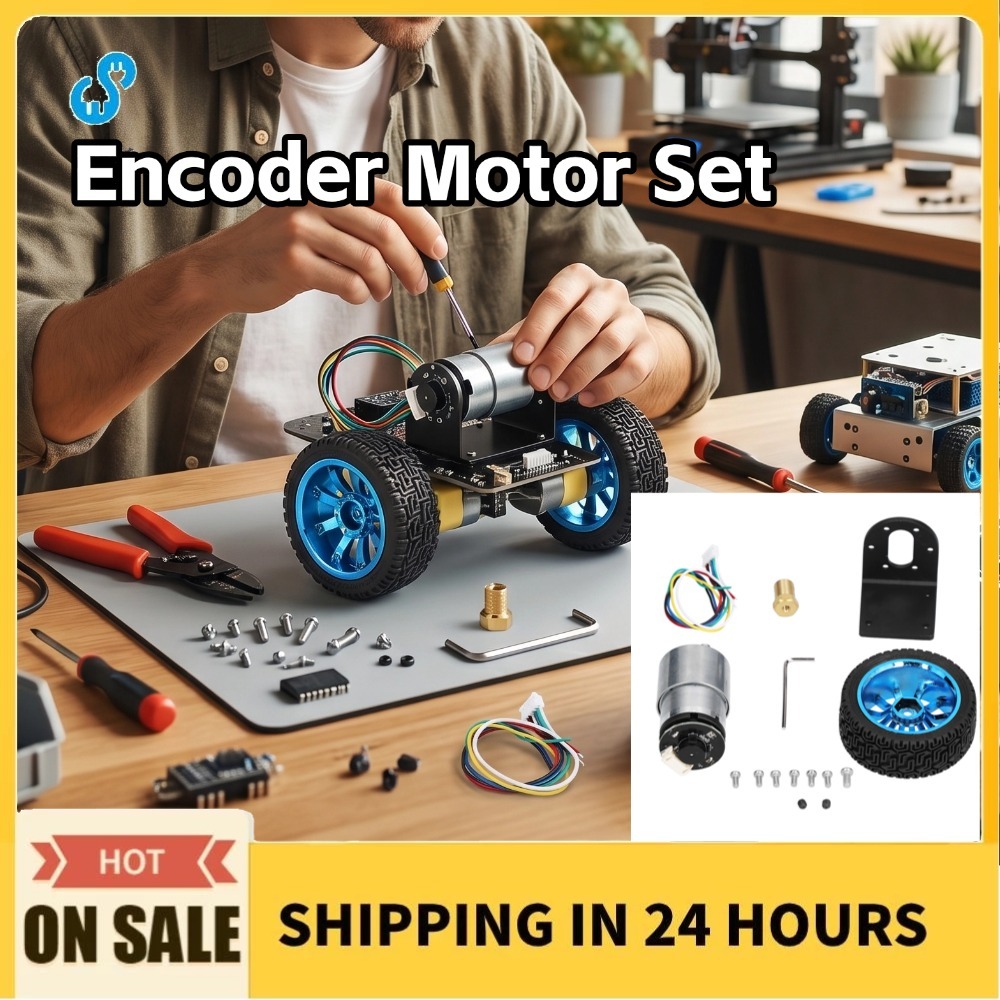 Ttiitt Encoder Set CW CCW Shaft DC Gear Motors with Bracket Wheel for ...