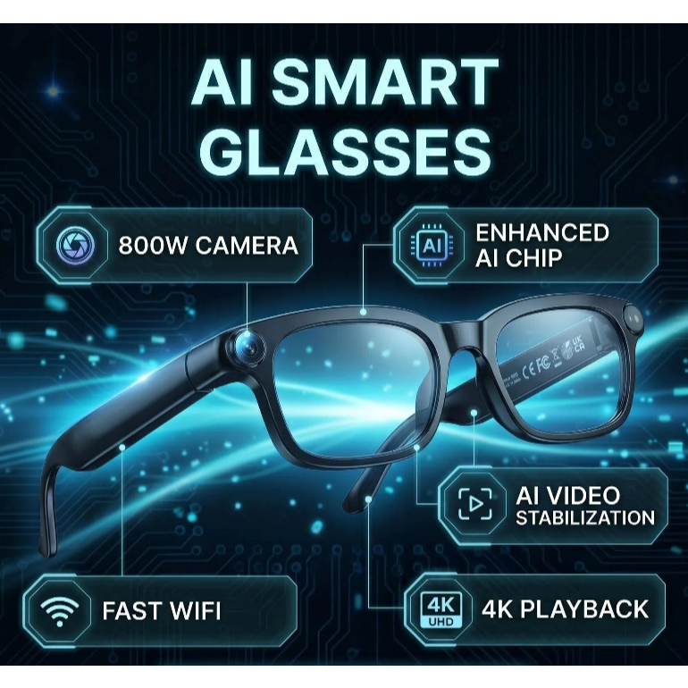 PEJE M08 AI Smart Glasses Camera 8MP Shooting In 1s Real-Time