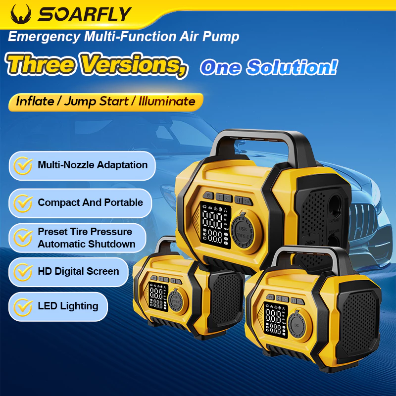 SOARFLY 4 in 1 Jump Starter Power Bank with Air Pump