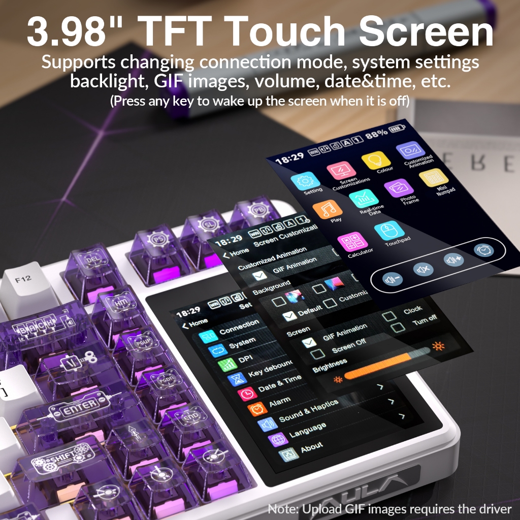 AULA L99 Smart Display Mechanical Keyboard Tri-Mode Touch Control ...