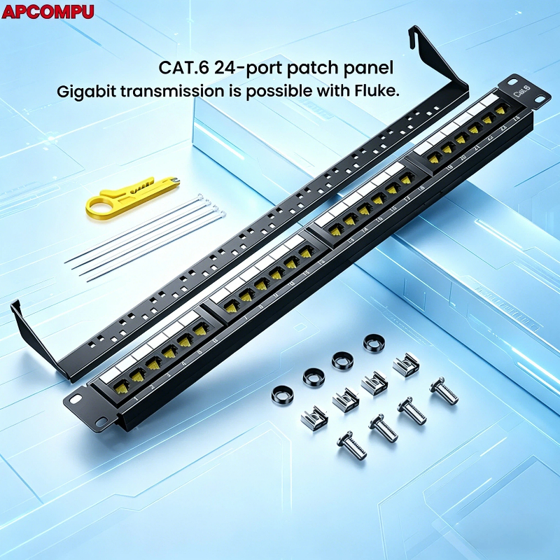 1U 24 Port CAT6 Patch Panel, 19 Inch Rack Mount RJ45 UTP Ethernet ...
