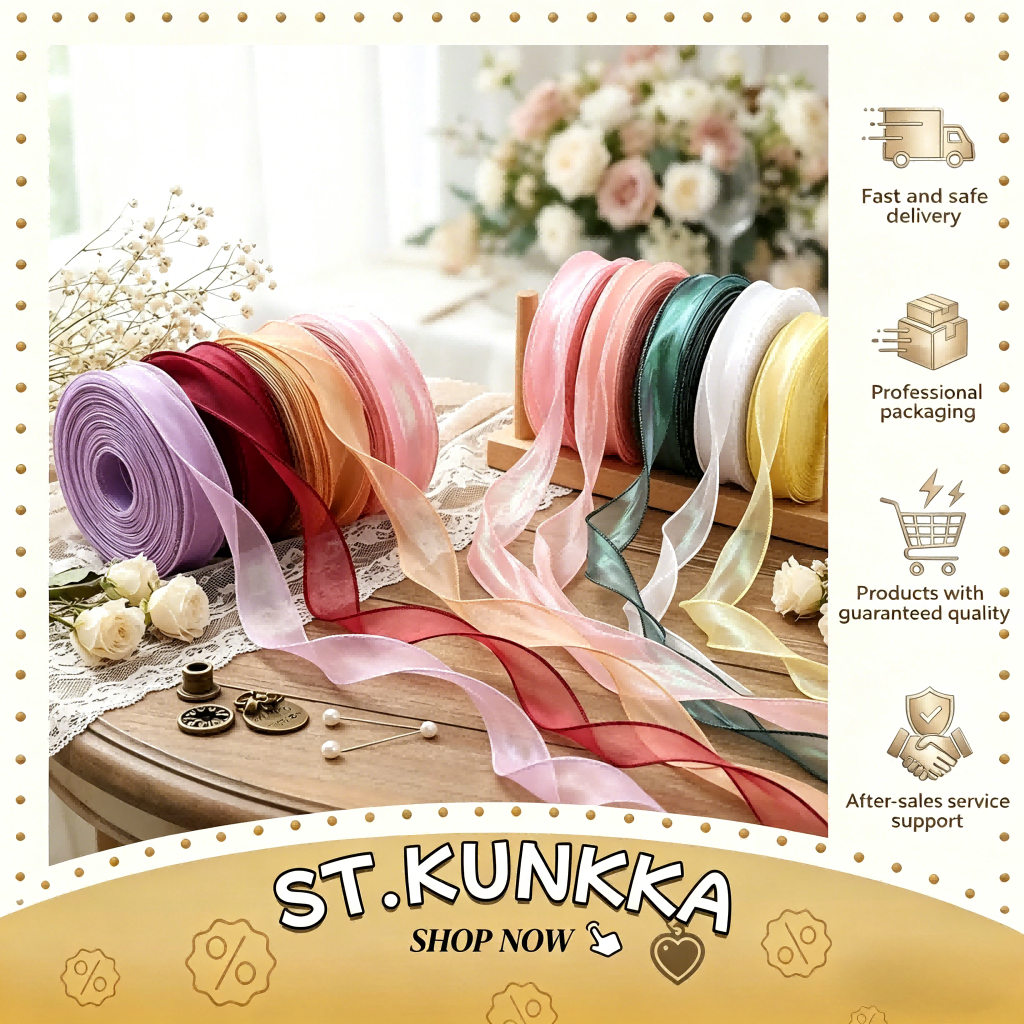 St.kunkka 40mm Sheer Chiffon Ribbon Organza Satin Ribbons Gift ...