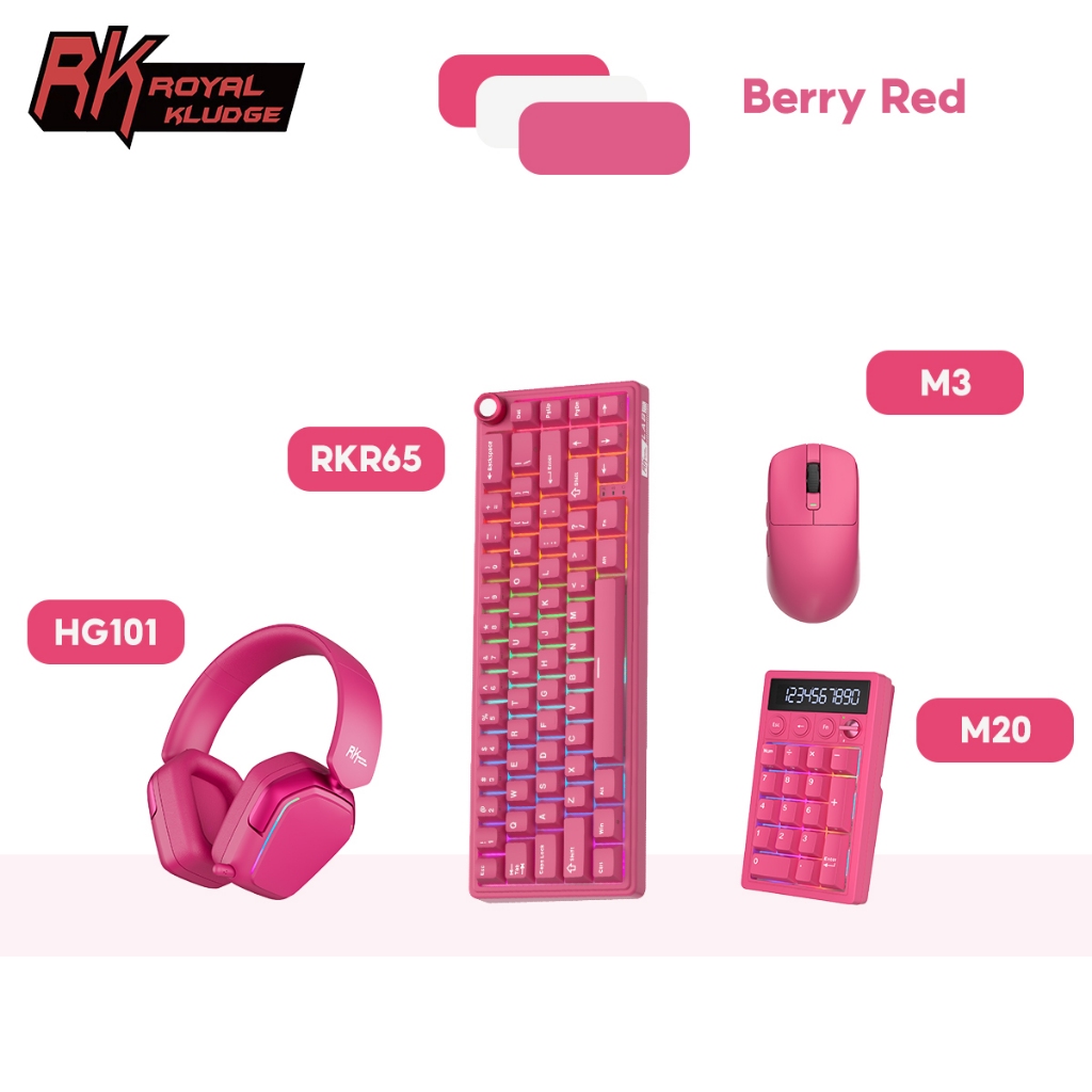 RK Royal Kludge RK R65 Berry Red Wired Hot Swapple Mechanical Keyboard ...