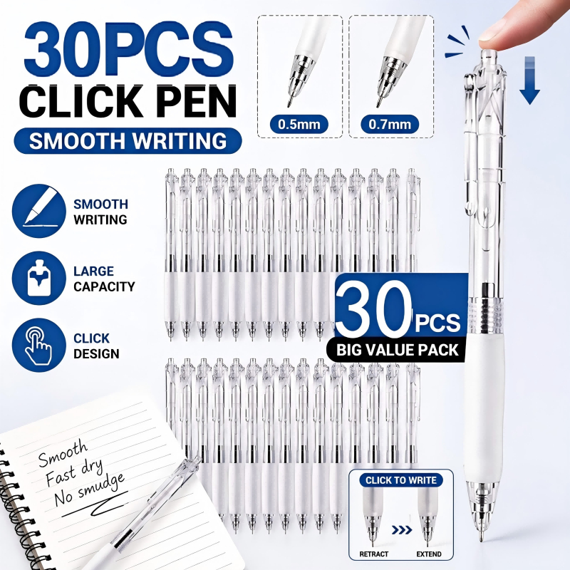 Smooth & Skip-Free Writing/Consistent Ink Flow 0.5mm Press-Type Gel ...