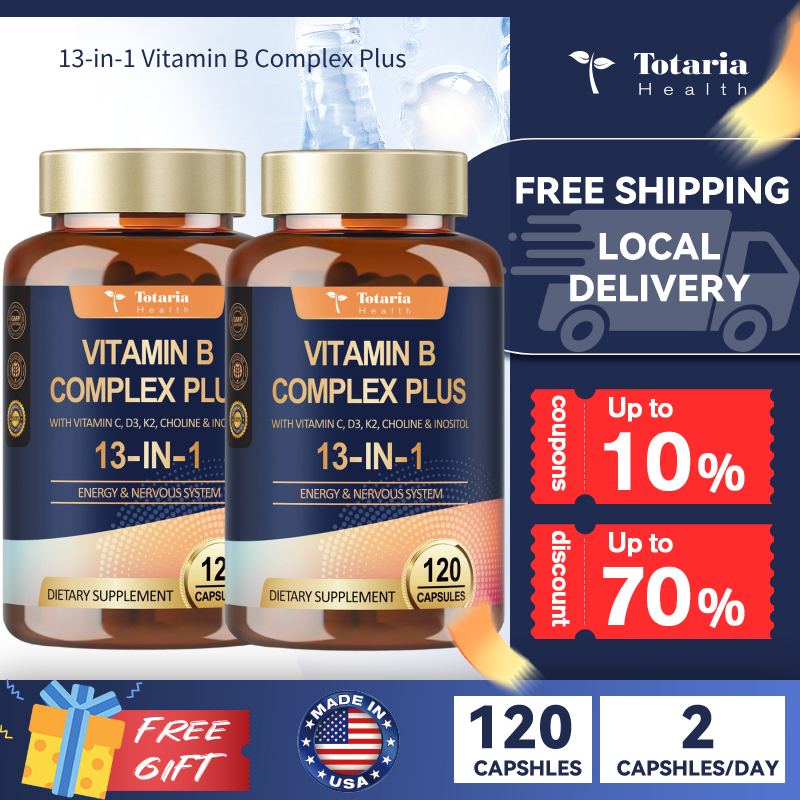 Totaria 13-in-1 Vitamin B Complex Plus with Vitamin B1, B2, B3, B4, B5 ...