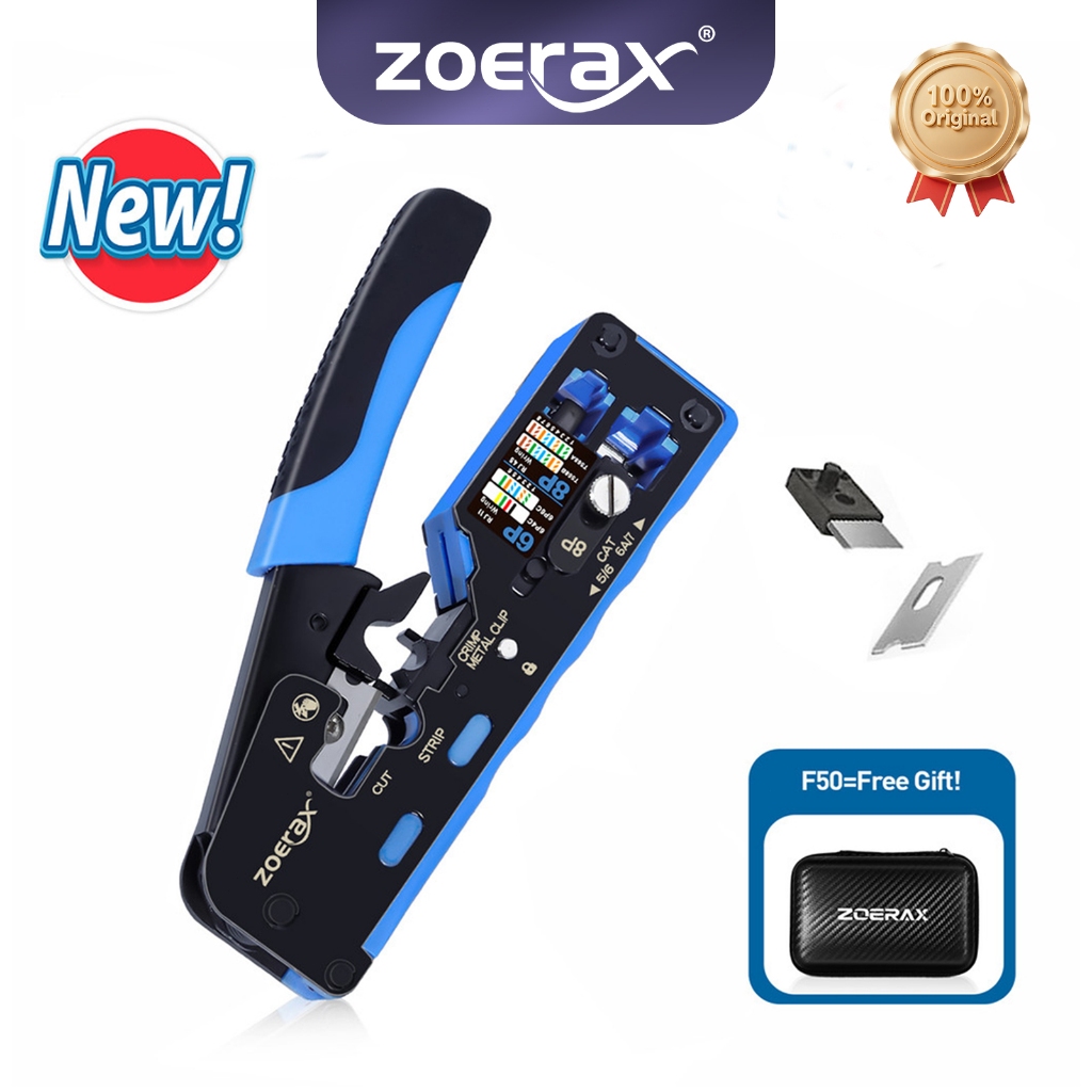 ZoeRax RJ45 Pass Through Crimp Tool Kit LAN Cable Crimper Cat7 Cat6 ...