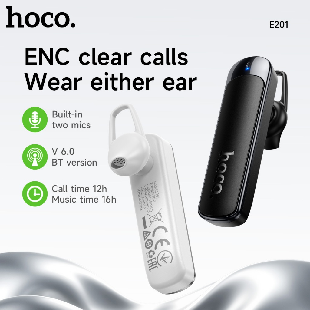 HOCO 100% Original E201 Bluetooth 6.0 Earphones ENC Noise Canceling  Wireless Business Long Standby Headphones With Microphone For Xiaomi  Earbuds Headset | Shopee Philippines