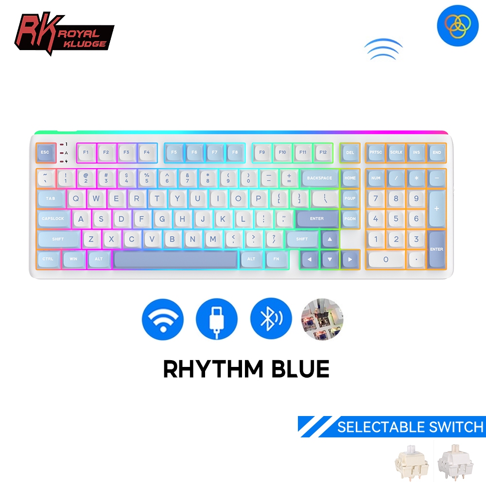 Royal Kludge RK N99 Phantom 98 Key Tri-Mode RGB Wired Bluetooth 2.4G ...